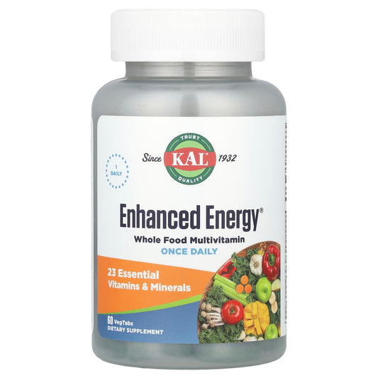 KAL, Enhanced Energy®, Whole Food Multivitamin, 60 VegTabs - Image 1