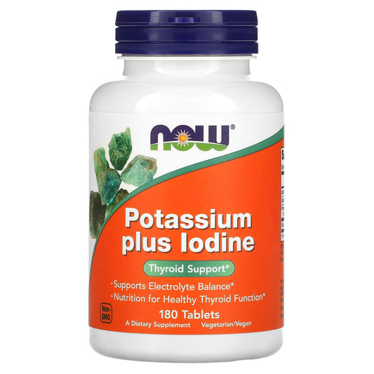 NOW Foods, Potassium Plus Iodine, 180 Tablets - Image 1
