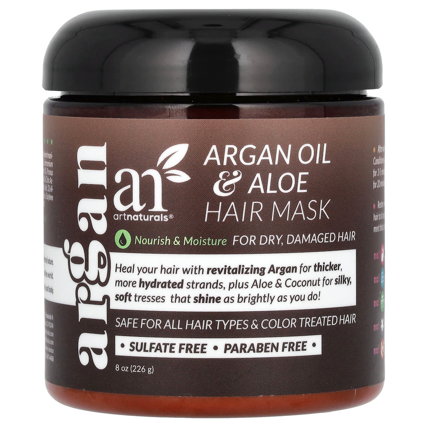 ArtNaturals Argan Oil Hair Mask for Dry Damaged Hair, 8oz - Image 1