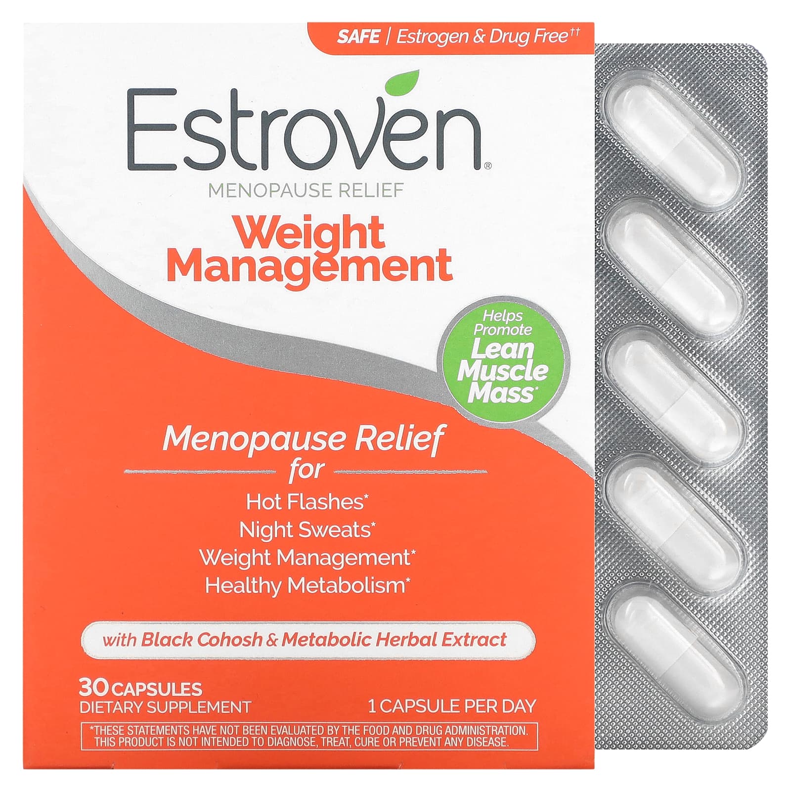 Estroven Menopause Relief & Weight Management Capsules - 30 Count - Image 1