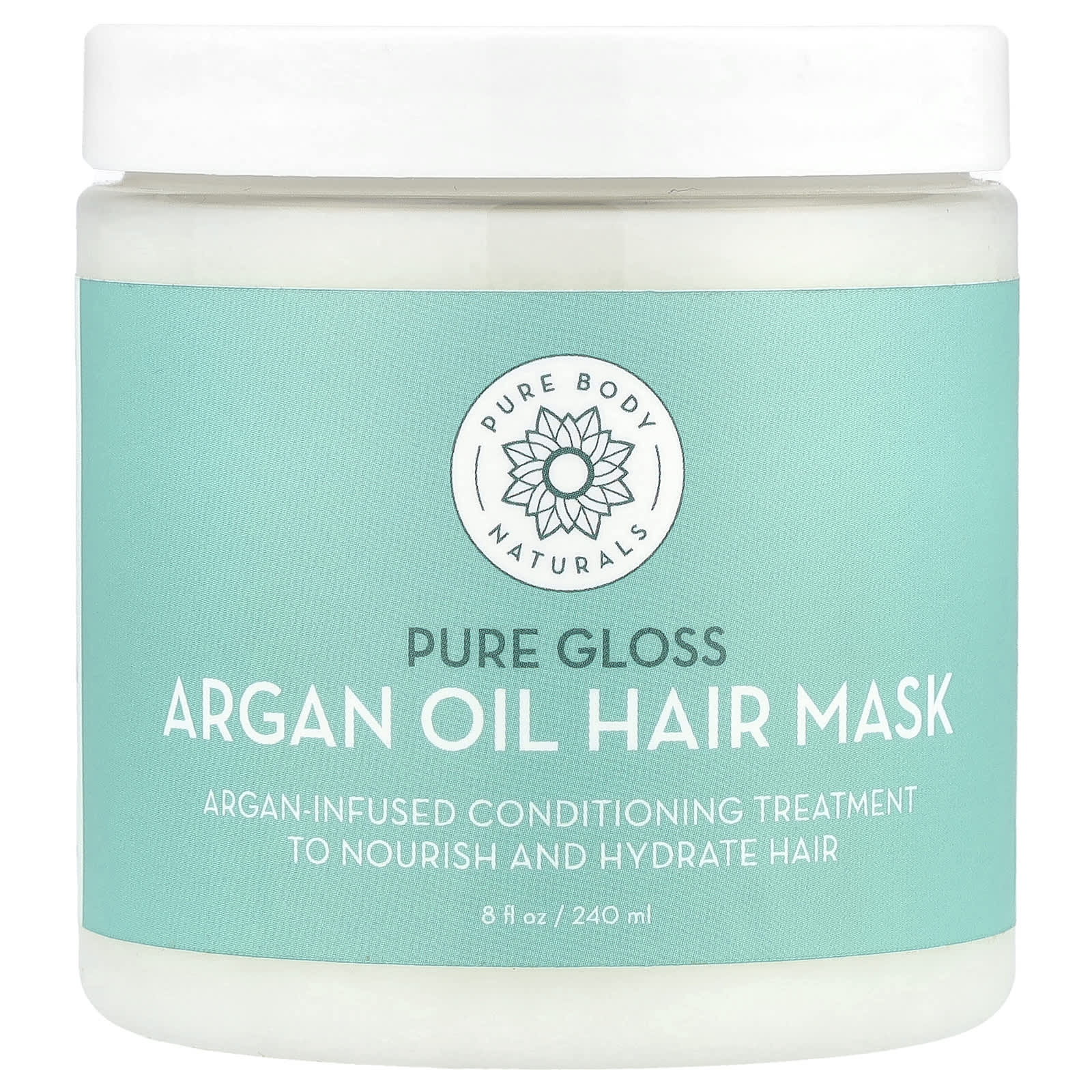 Pure Body Naturals, Argan Oil Hair Mask, Pure Gloss , 8 fl oz (240 ml) - Image 1