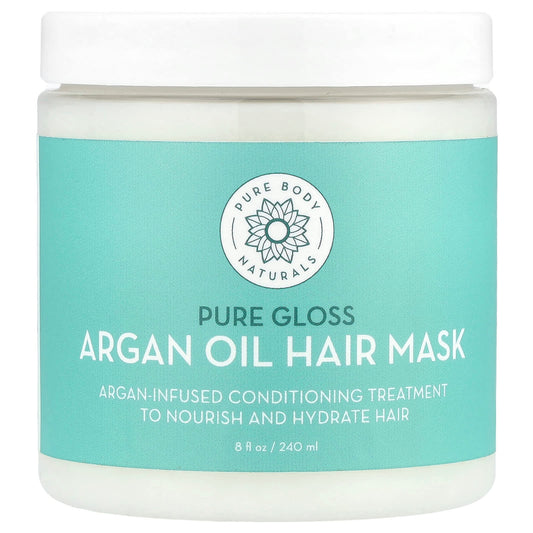 Pure Body Naturals, Argan Oil Hair Mask, Pure Gloss , 8 fl oz (240 ml) - Image 1