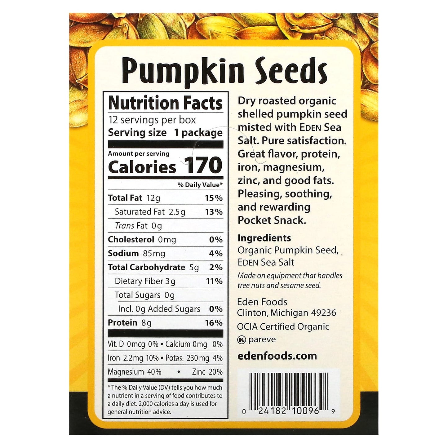 Organic Pumpkin Seeds by Eden Foods - Healthy Snack Food - Image 2
