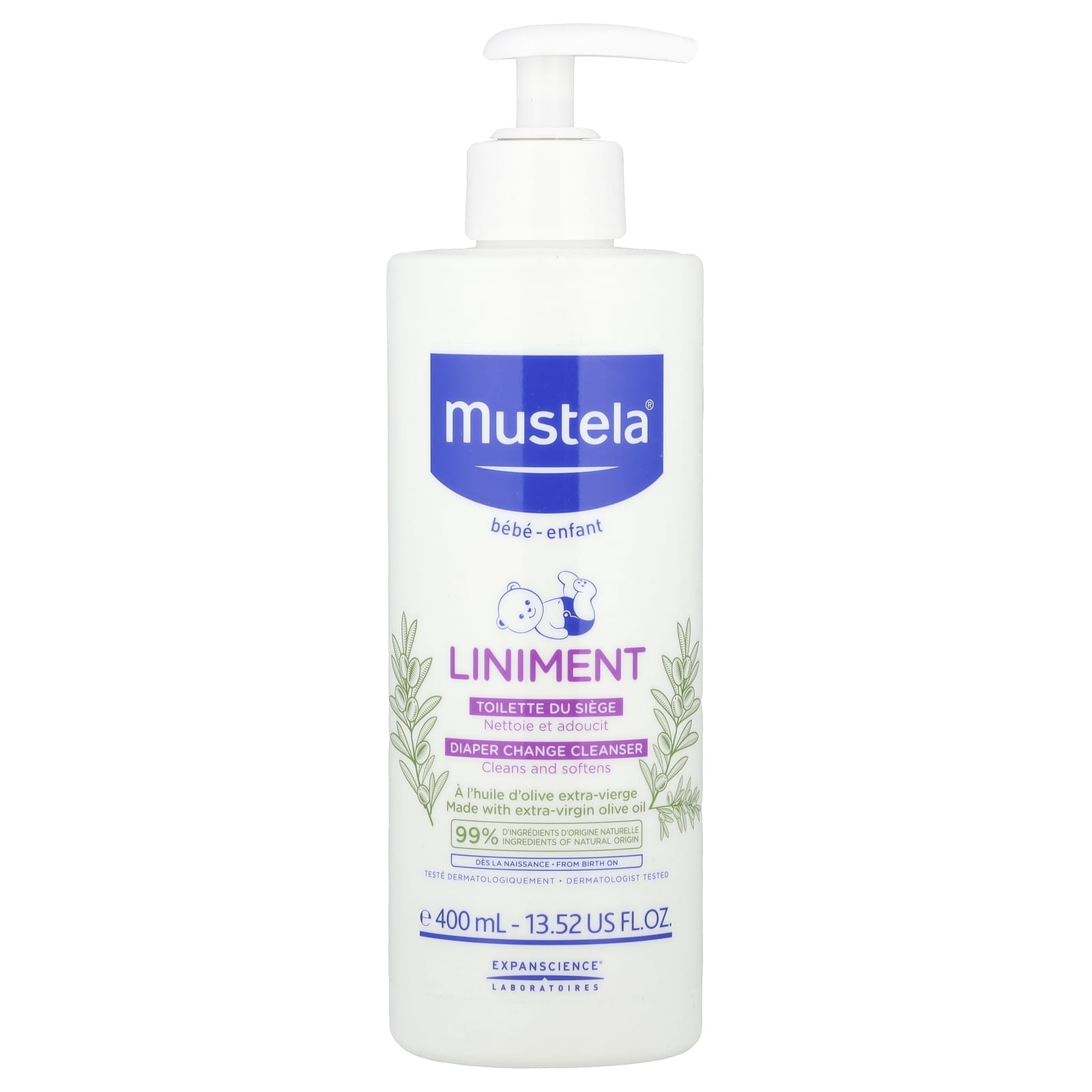 Mustela, Baby, Liniment Diaper Change Cleanser, 13.52 fl oz (400 ml) - Image 1