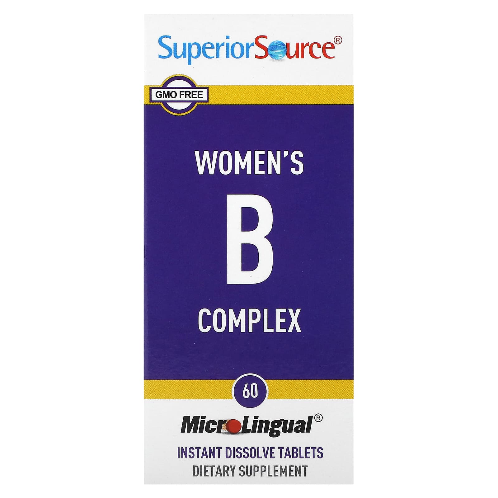 Superior Source, Women's B Complex, 60 MicroLingual Instant Dissolve Tablets - Image 1
