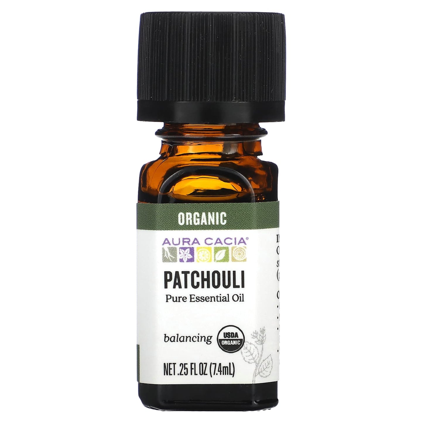 Aura Cacia Organic Patchouli Essential Oil, 0.25 fl oz (7.4 ml) - Image 1