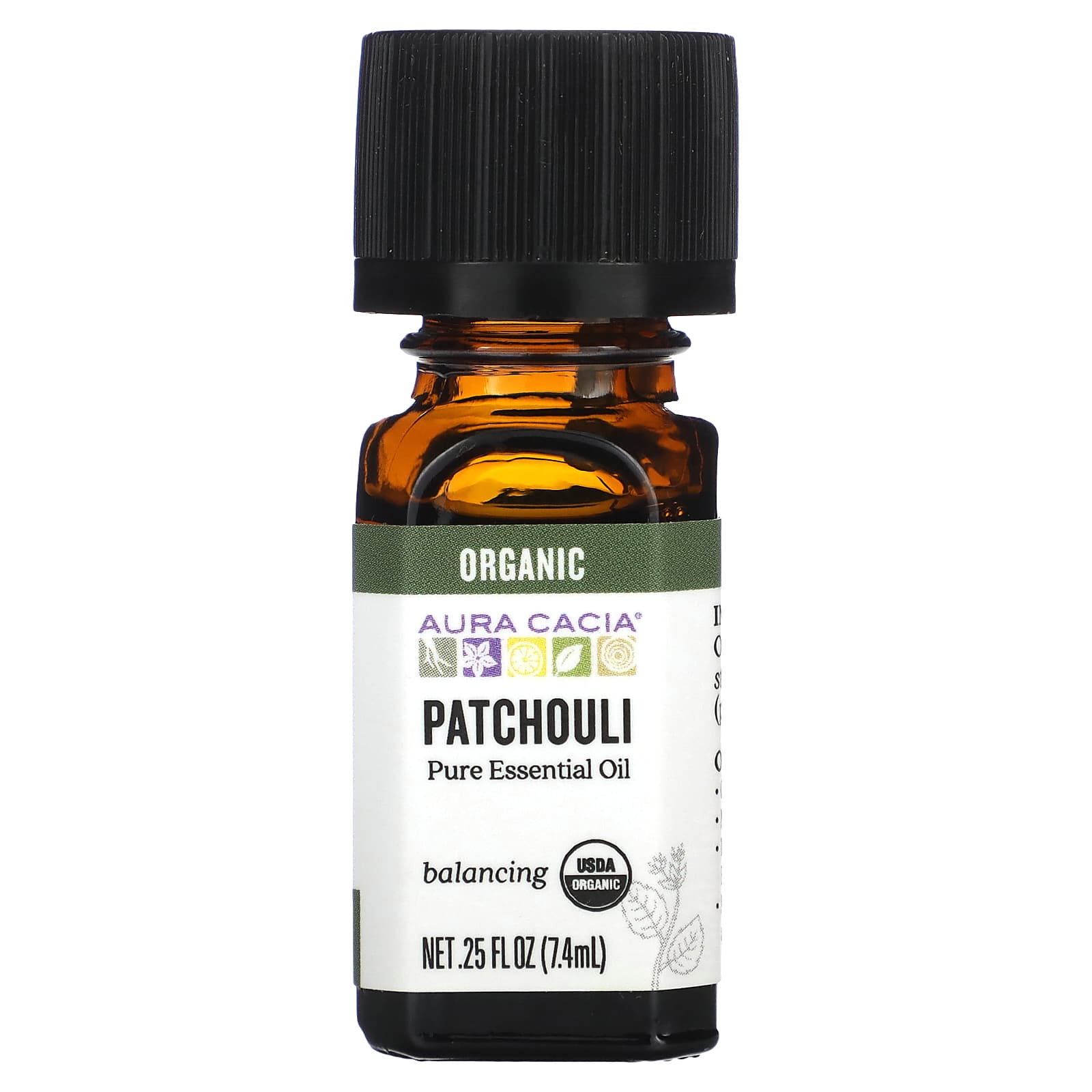 Aura Cacia Organic Patchouli Essential Oil, 0.25 fl oz (7.4 ml) - Image 1