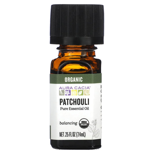 Aura Cacia Organic Patchouli Essential Oil, 0.25 fl oz (7.4 ml) - Image 1