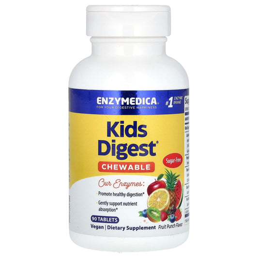 Healthy Digestion for Kids, Fruit Punch Flavor, 90 Tablets - Enzymedica - Image 1