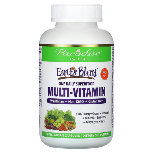 Paradise Herbs, Earth's Blend, One Daily Superfood Multi-Vitamin with Iron, 120 Vegetarian Capsules - Image 1