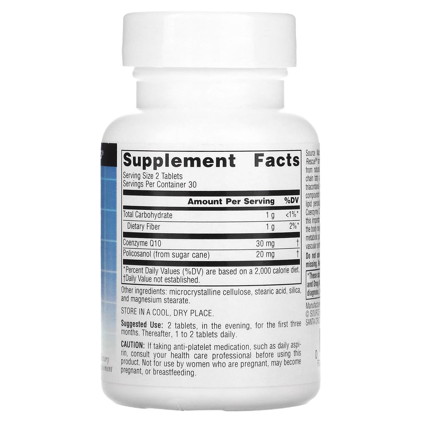 Source Naturals, Policosanol With Coenzyme Q10, 10 mg, 60 Tablets - Image 2