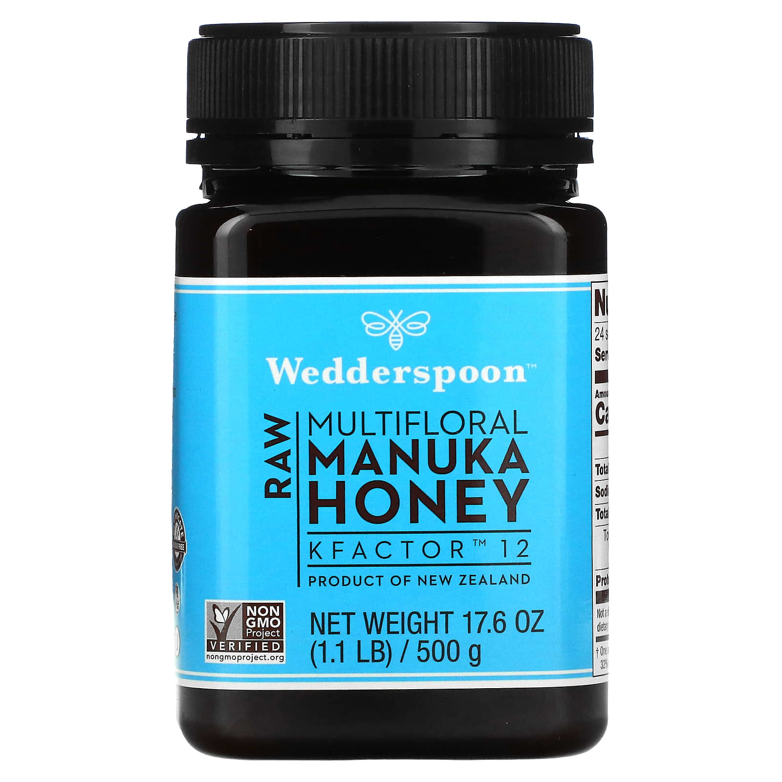 Wedderspoon, Raw Multifloral Manuka Honey, KFactor 12, 1.1 lb (500 g) - Image 1
