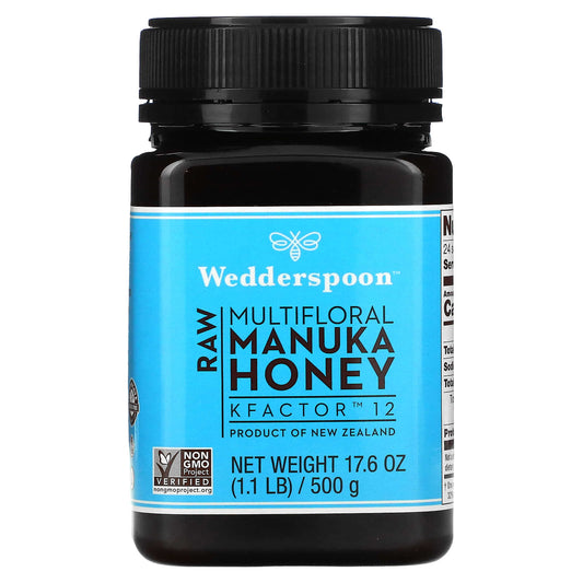 Wedderspoon, Raw Multifloral Manuka Honey, KFactor 12, 1.1 lb (500 g) - Image 1