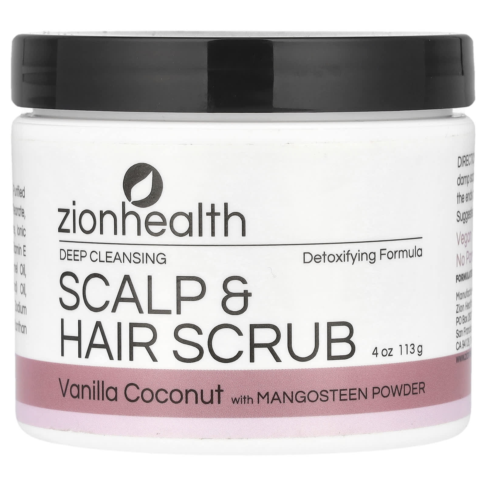 Zion Health, Deep Cleansing Scalp & Hair Scrub, Vanilla Coconut, 4 oz (113 g) - Image 1