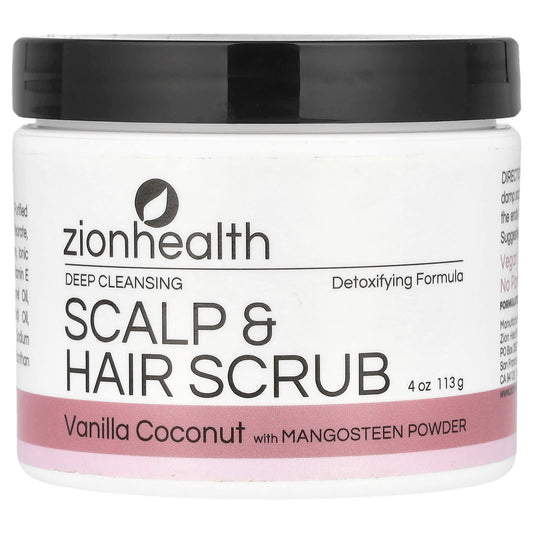 Zion Health, Deep Cleansing Scalp & Hair Scrub, Vanilla Coconut, 4 oz (113 g) - Image 1
