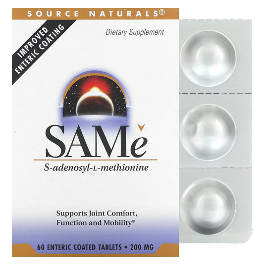 Source Naturals, SAMe S-Adenosyl-L-Methionine, 200 mg, 60 Enteric Coated Tablets - Image 1