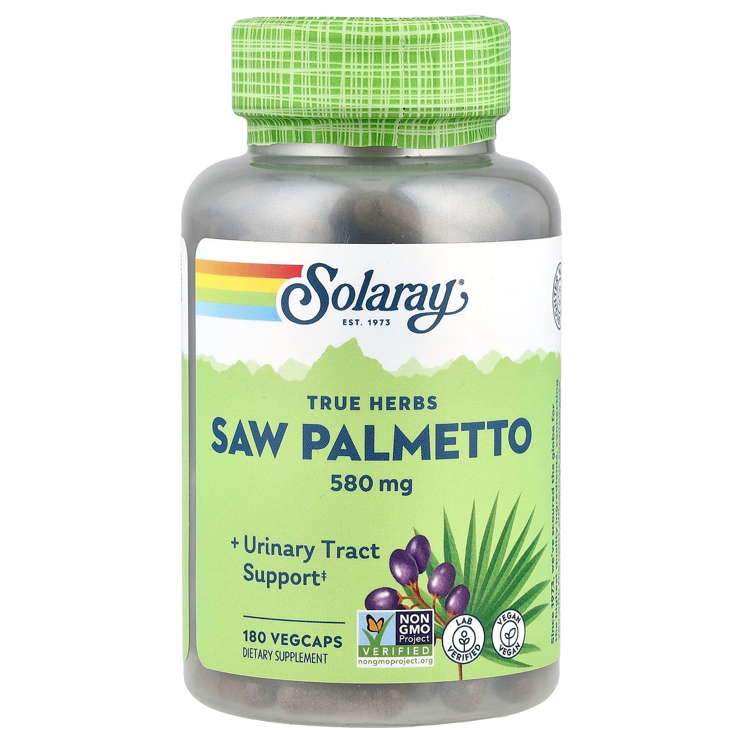 Solaray, True Herbs, Saw Palmetto, 580 mg, 180 VegCaps - Image 1