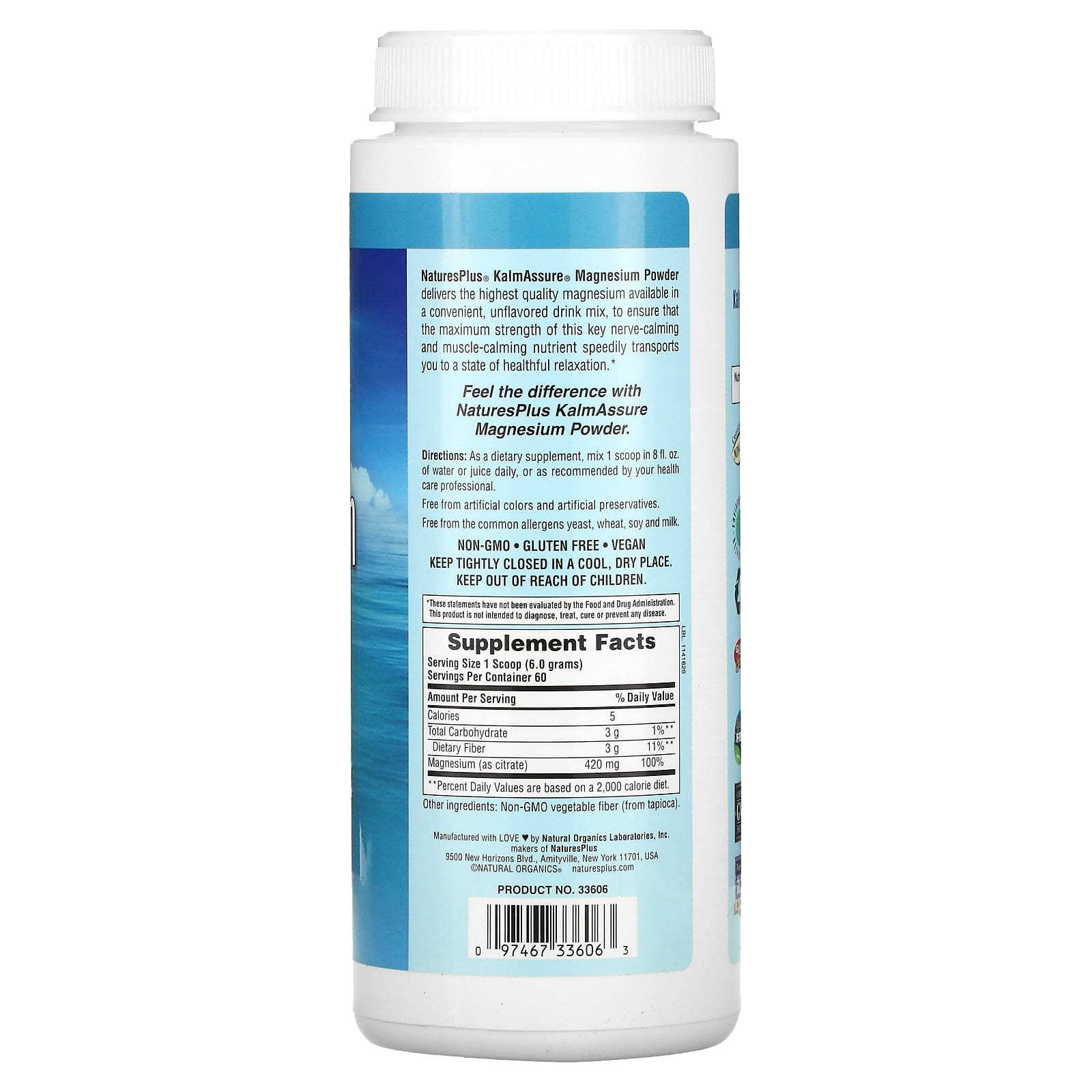 NaturesPlus, KalmAssure Magnesium Powder, Unflavored, 0.8 lb (360 g) - Image 2
