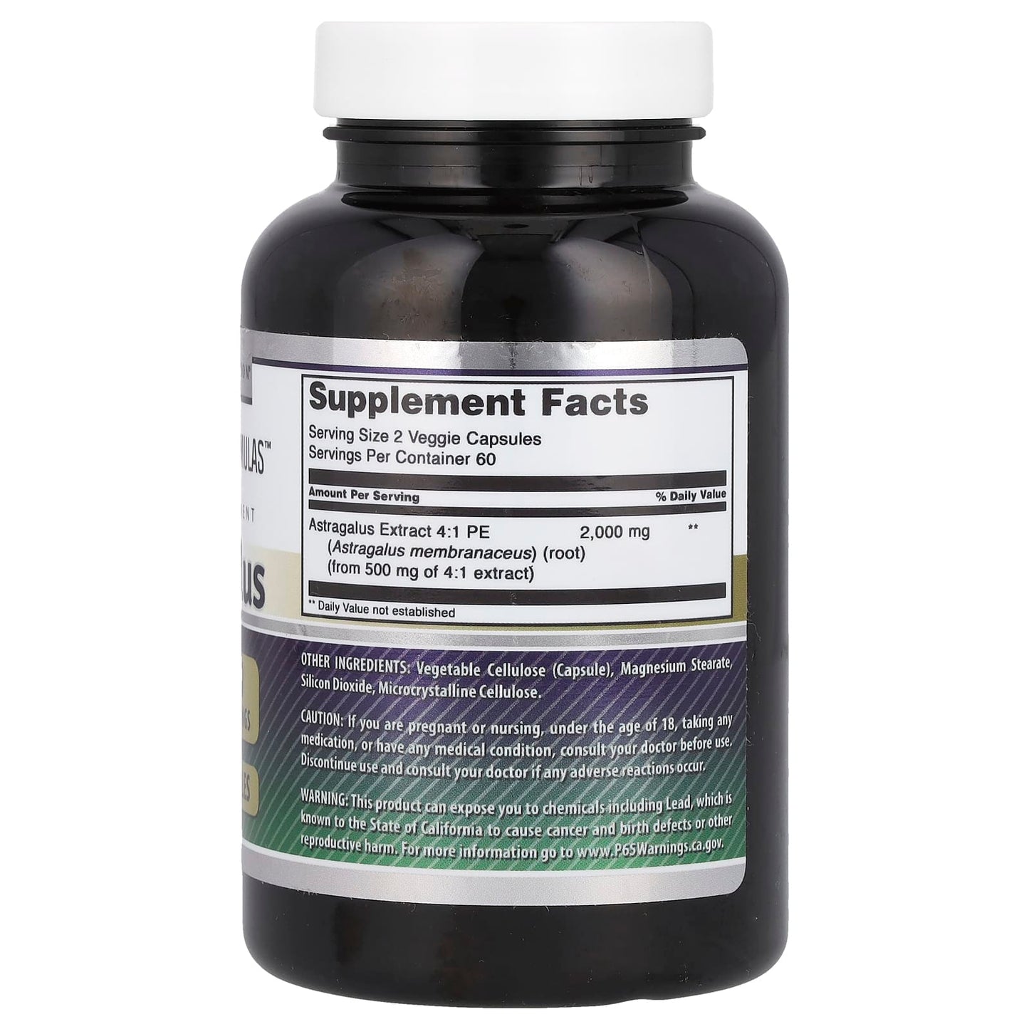 Astragalus Dietary Supplement 1,000mg Veggie Capsules for Immune System Support - Image 2
