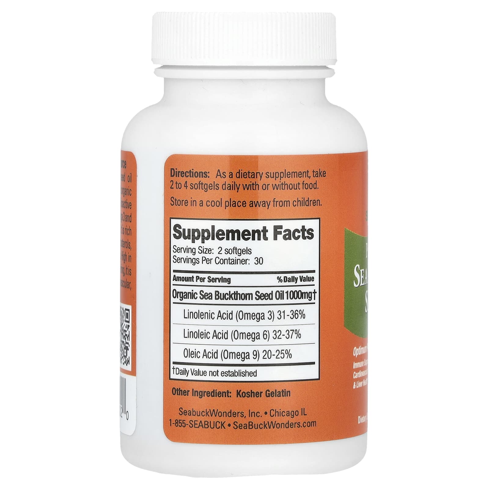 SeaBuckWonders, Sea Buckthorn Seed Oil, 60 Softgels (500 mg per Softgel) - Image 2