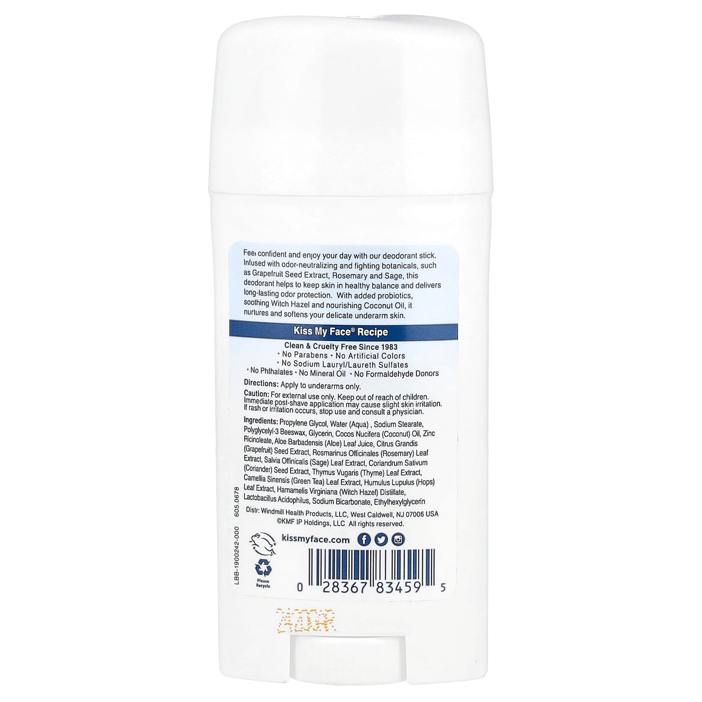 Kiss My Face, Active Life®, Stick Deodorant, Fragrance Free, 2.48 oz (70 g) - Image 2