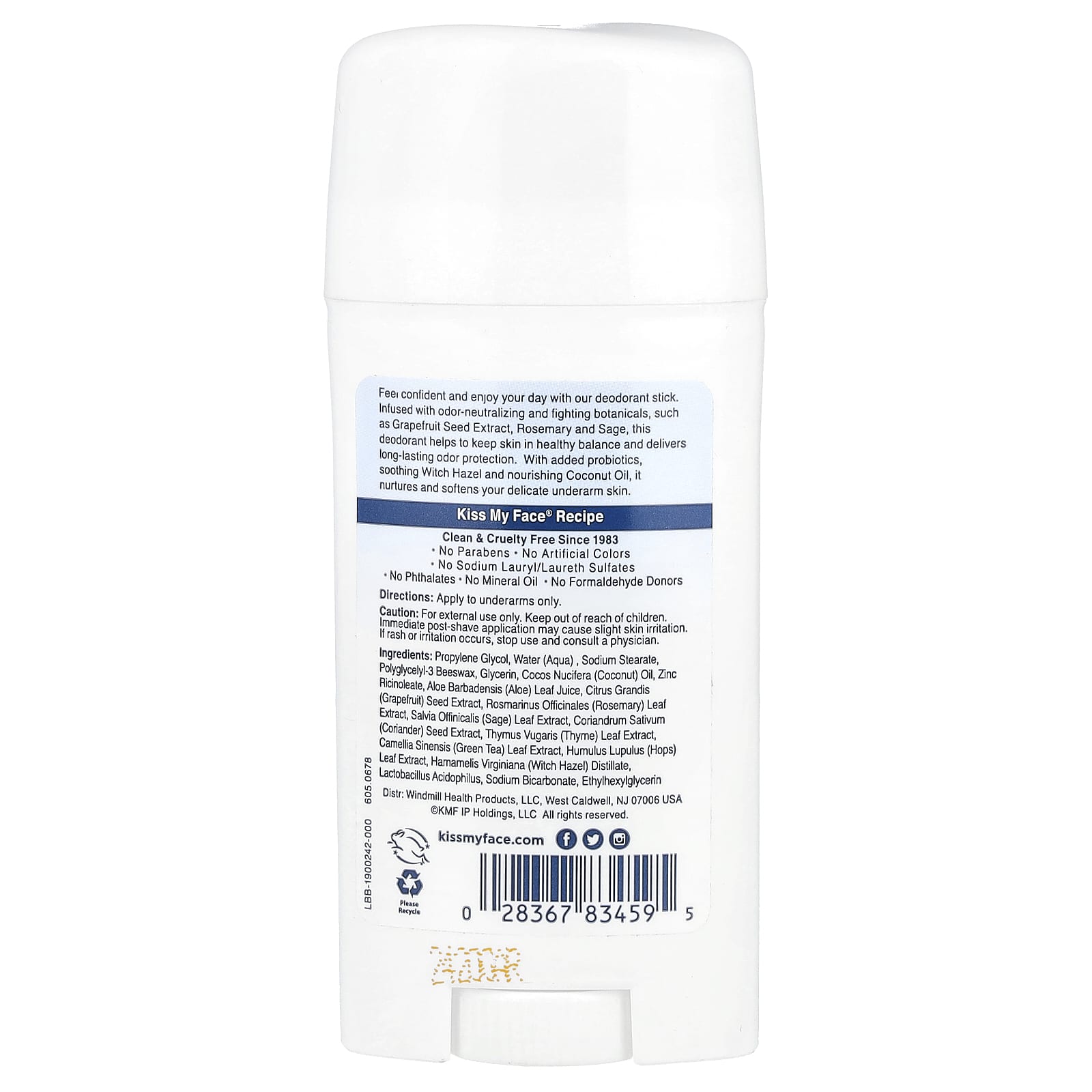 Kiss My Face, Active Life®, Stick Deodorant, Fragrance Free, 2.48 oz (70 g) - Image 2