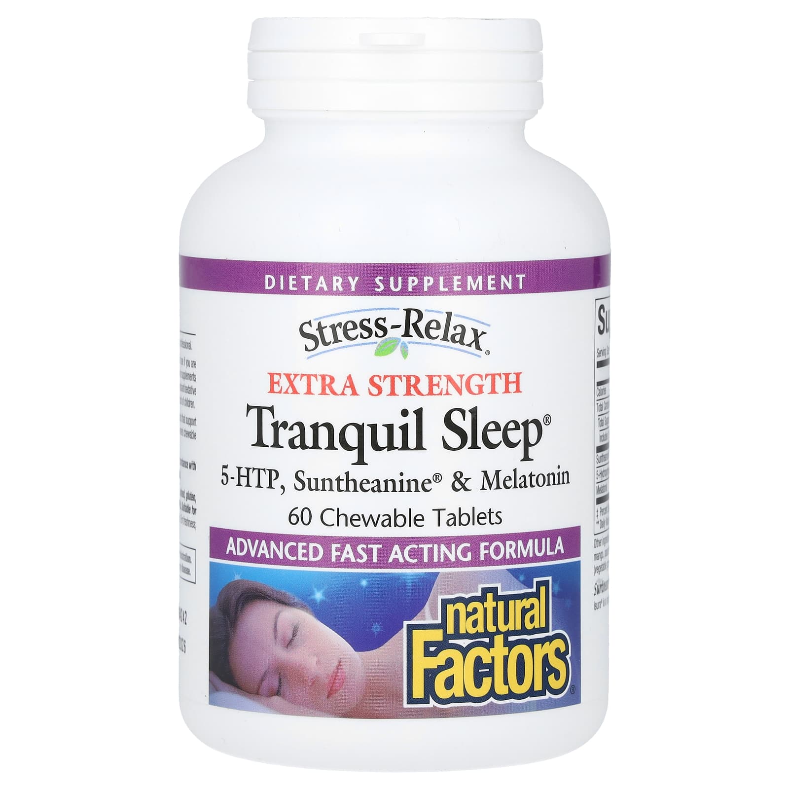 Natural Factors, Stress-Relax, Tranquil Sleep, Extra Strength , 60 Chewable Tablets - Image 1