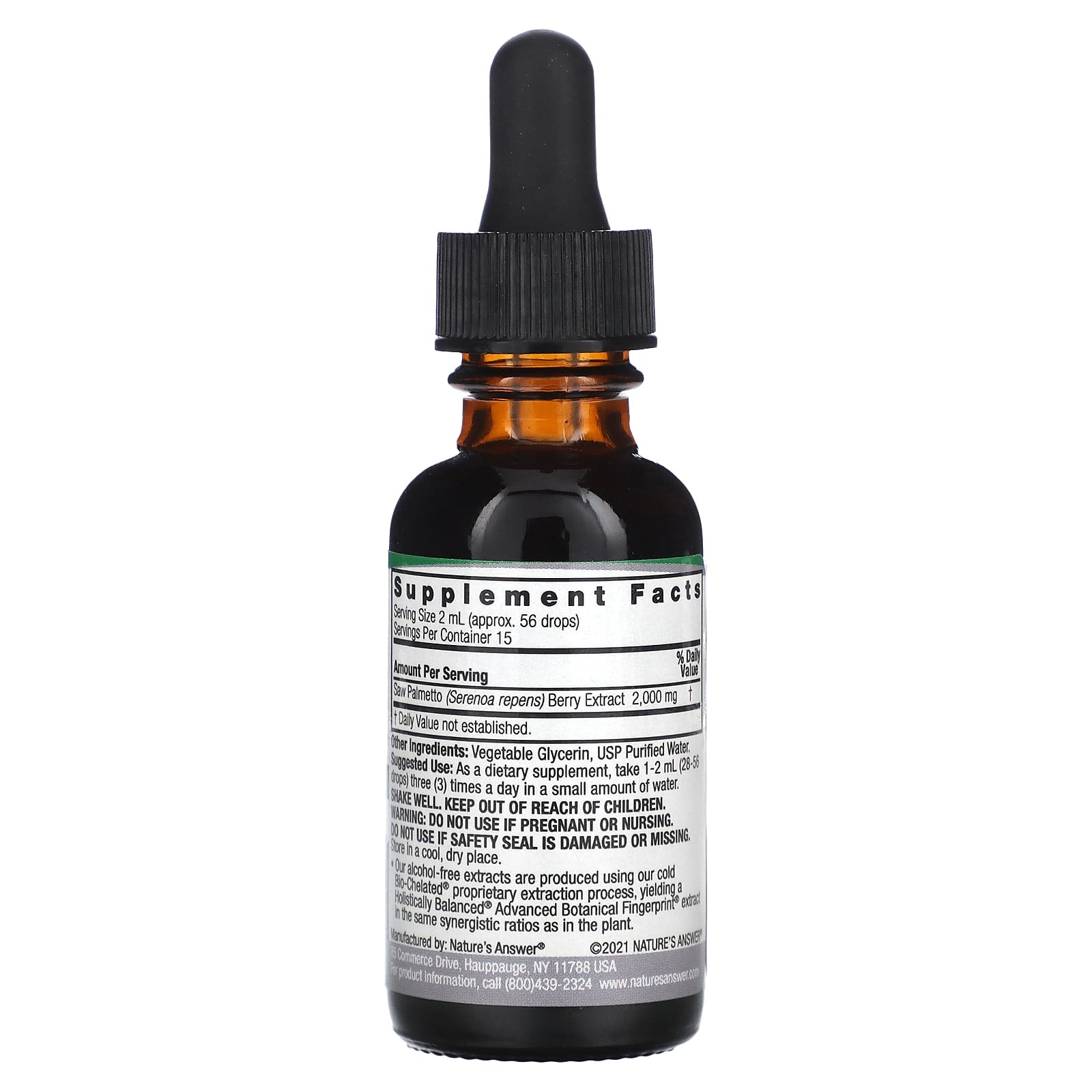 Nature's Answer, Saw Palmetto Extract, Alcohol-Free, 2,000 mg, 1 fl oz (30 ml) - Image 2