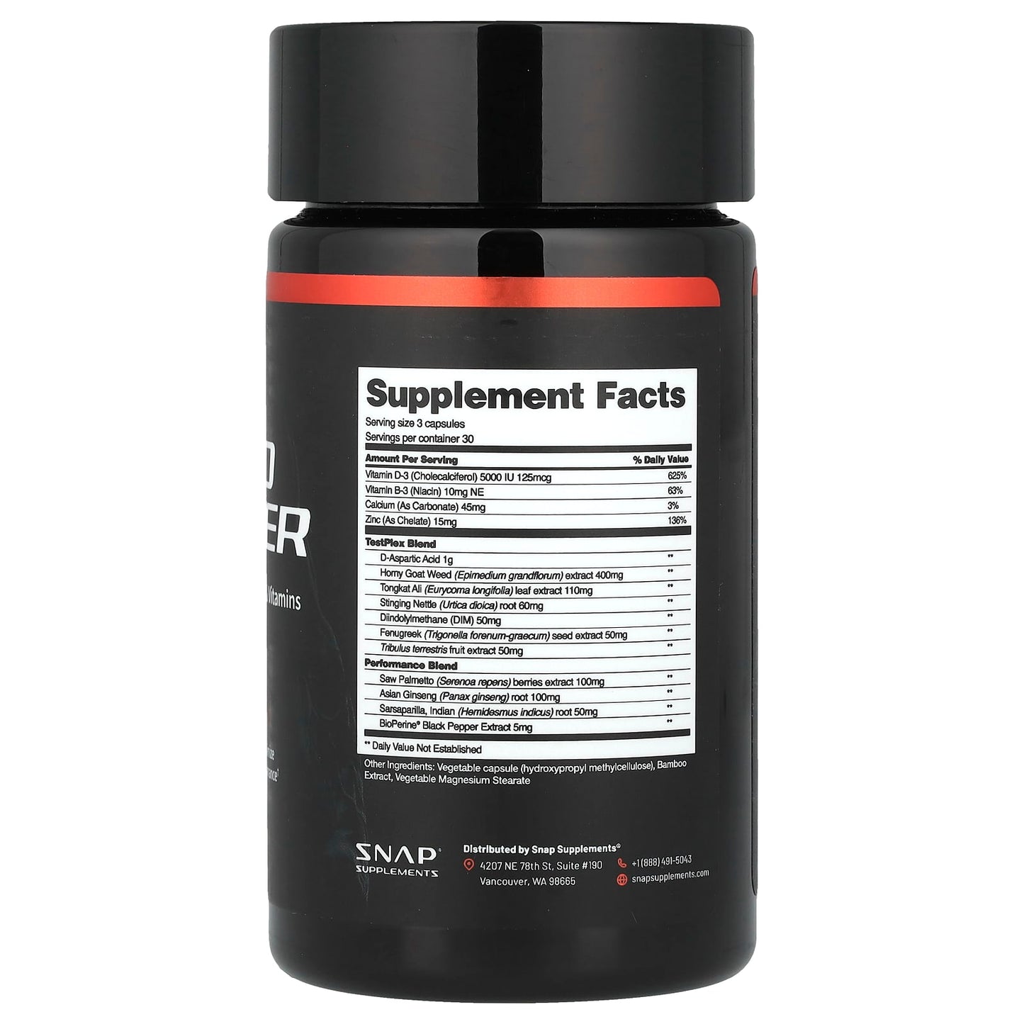 Snap Supplements, Testo Booster, 90 Capsules - Image 2