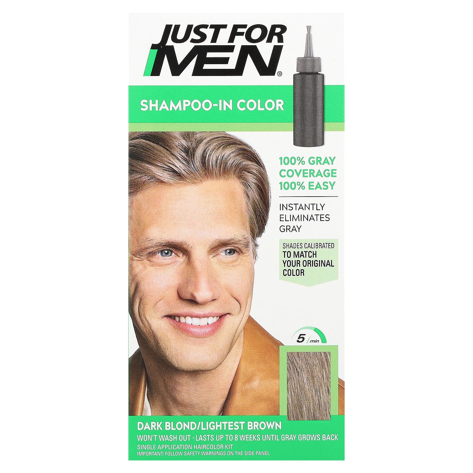 Just for Men Shampoo-In Color Haircolor Kit for Dark Blond/Lightest Brown Hair - Image 1