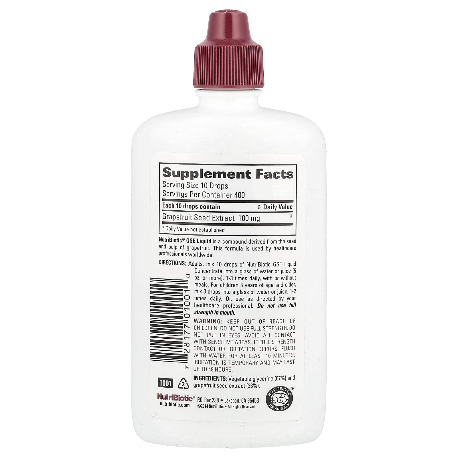 NutriBiotic, Vegan GSE, Grapefruit Seed Extract, Liquid Concentrate, 100 mg, 4 fl oz (118 ml) - Image 2
