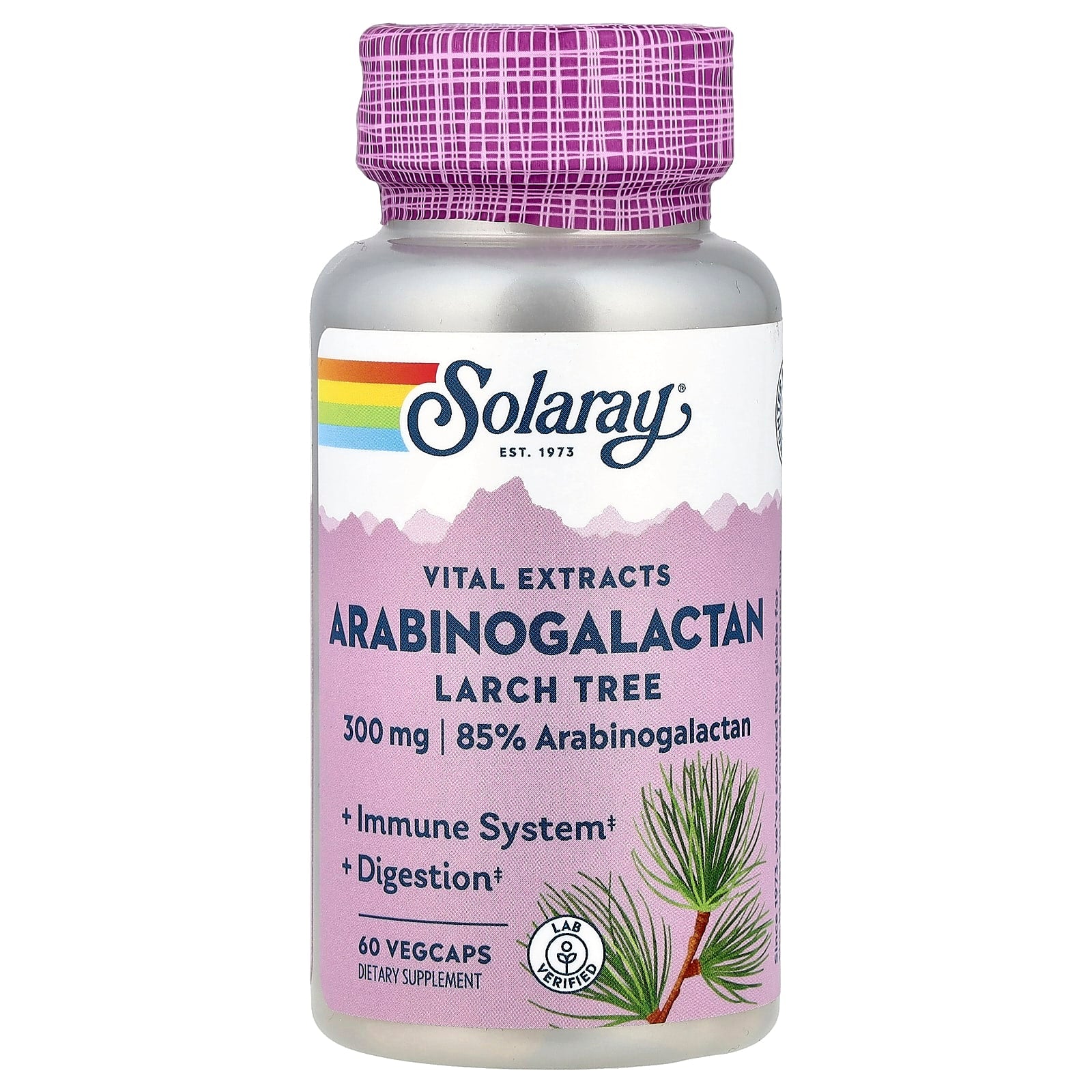 Solaray, Vital Extracts, Arabinogalactan, Larch Tree, 300 mg, 60 Vegcaps - Image 1