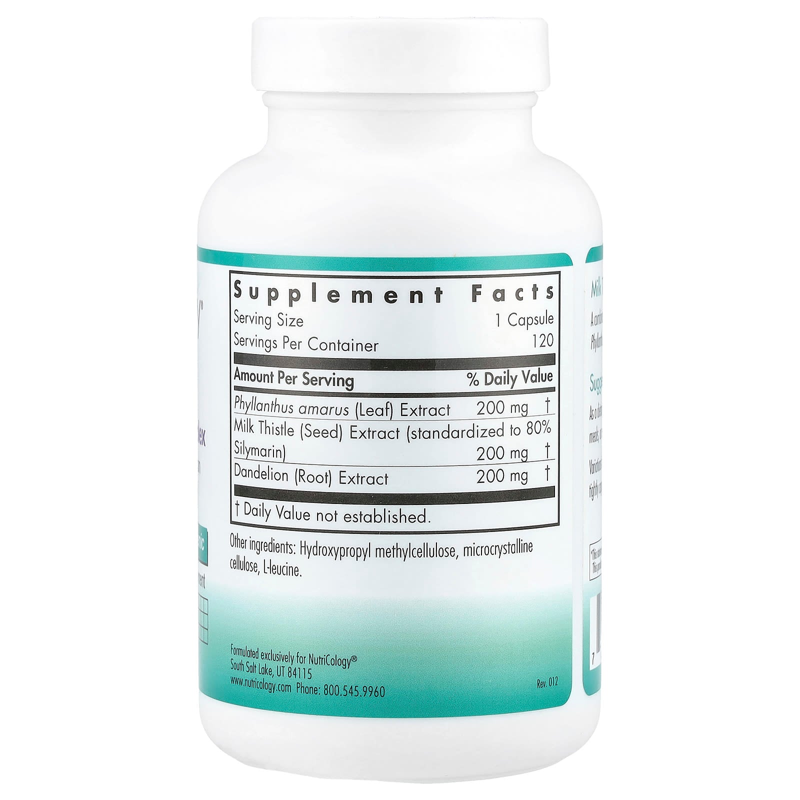 Nutricology, Milk Thistle Seed Complex, 120 Vegetarian Capsules - Image 2