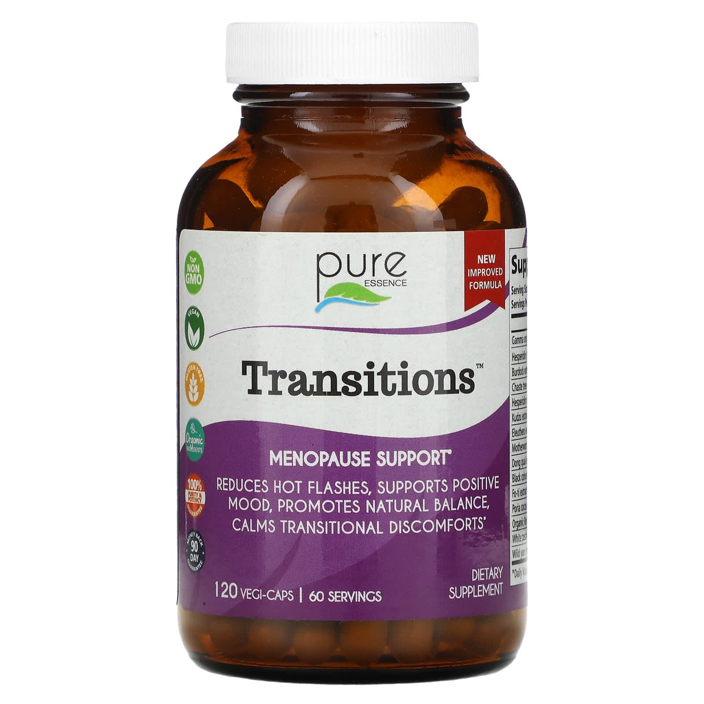 Pure Essence, Transitions, Menopause Support, 120 Vegi-Caps - Image 1