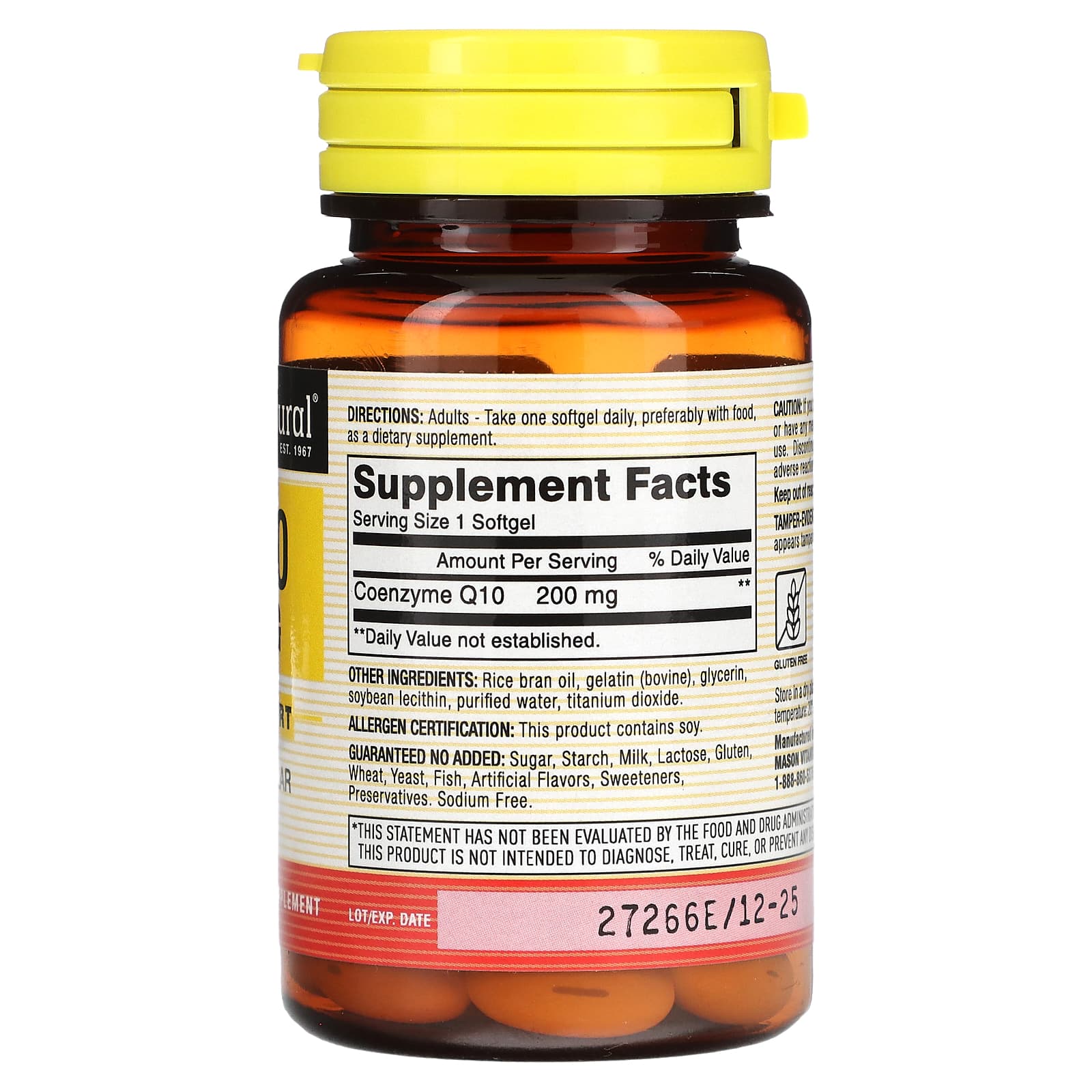 Mason Natural, Co Q10, 200 mg, 30 Softgels - Image 2