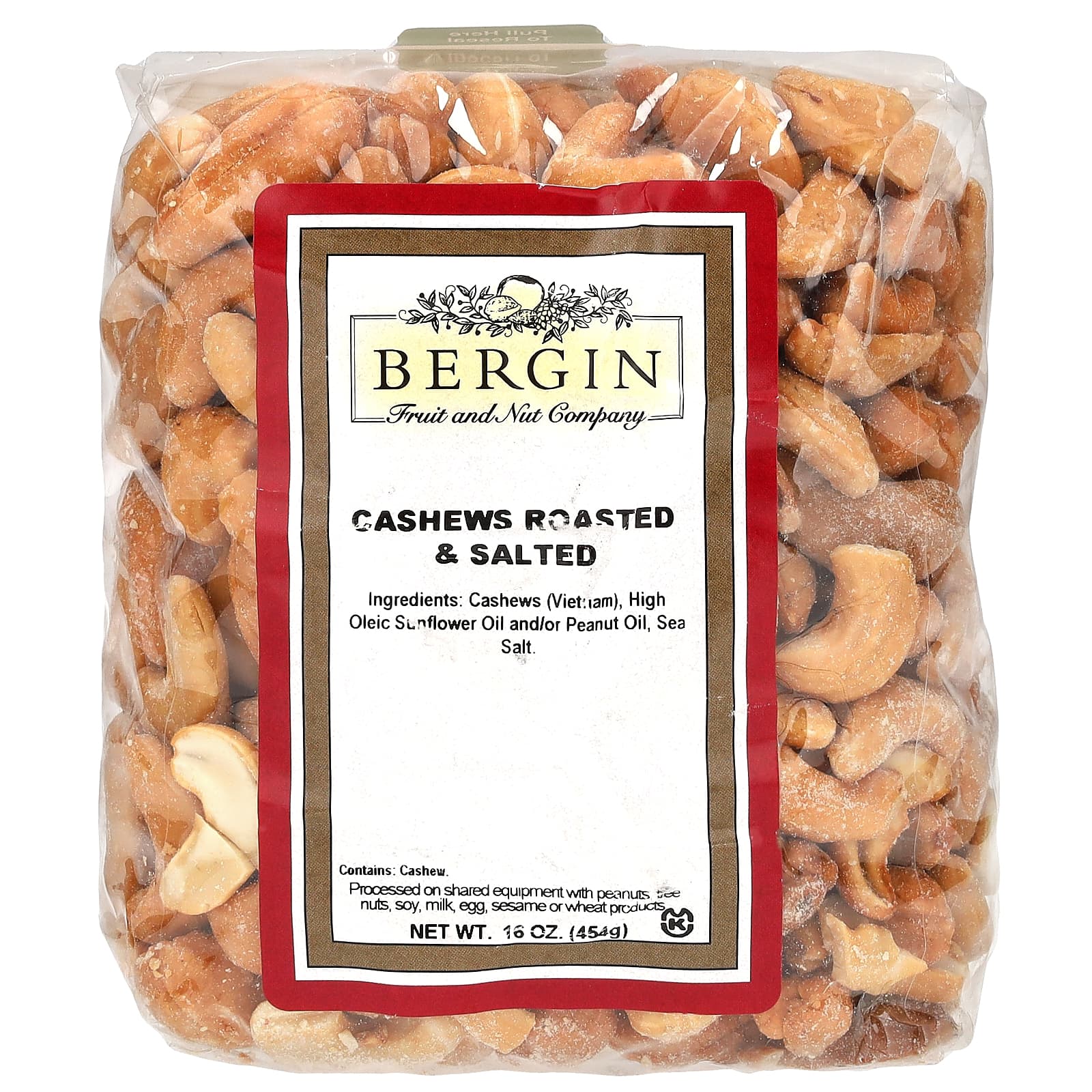 Bergin's Roasted & Salted Cashews, 16 oz - Crunchy Snack Delight - Image 1