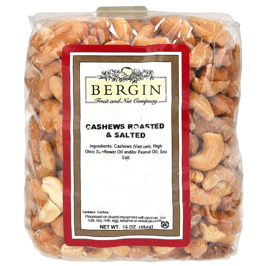 Bergin's Roasted & Salted Cashews, 16 oz - Crunchy Snack Delight - Image 1