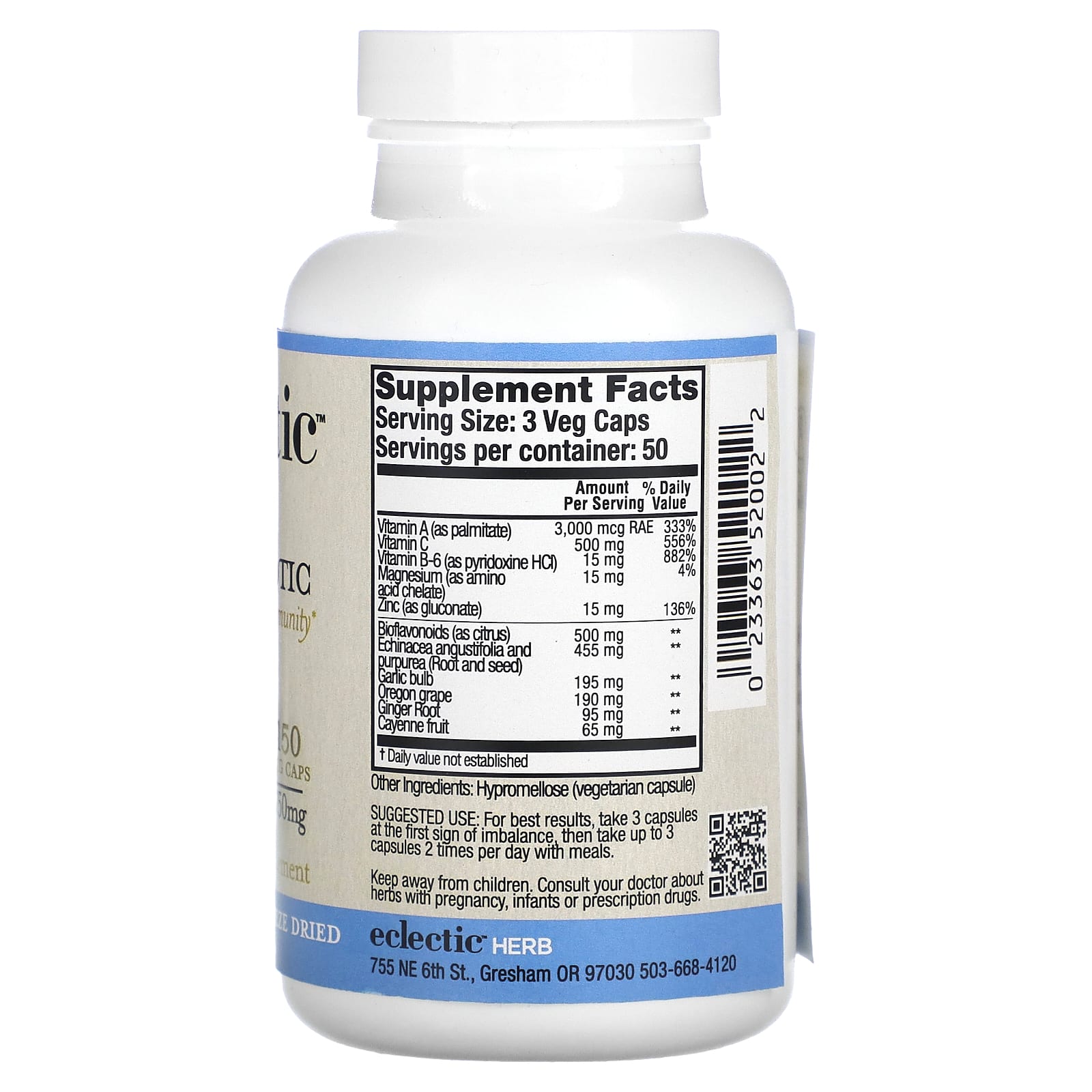 Boost Immunity with Eclectic Herb Vita Biotic 750mg 150 Veg Caps - Image 2
