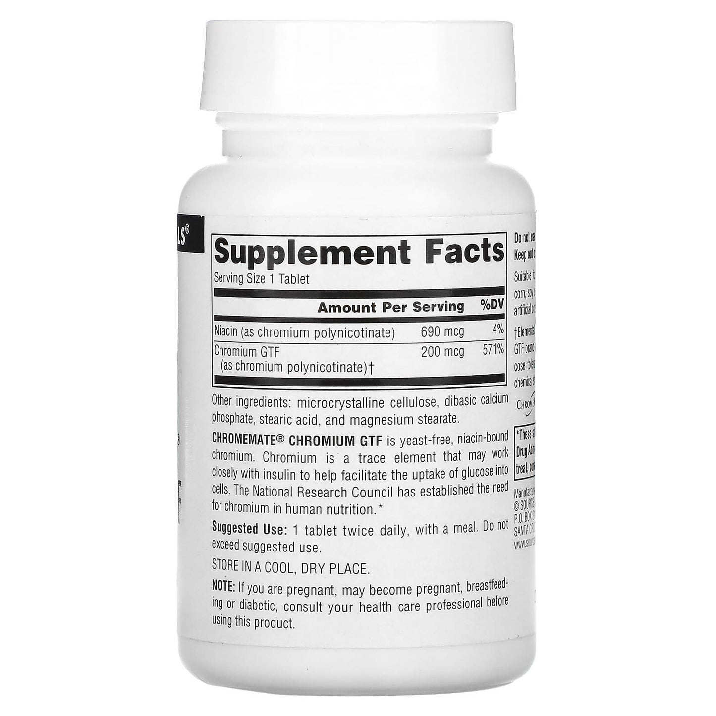 Source Naturals, Chromemate Chromium GTF, 200 mcg, 240 Tablets - Image 2