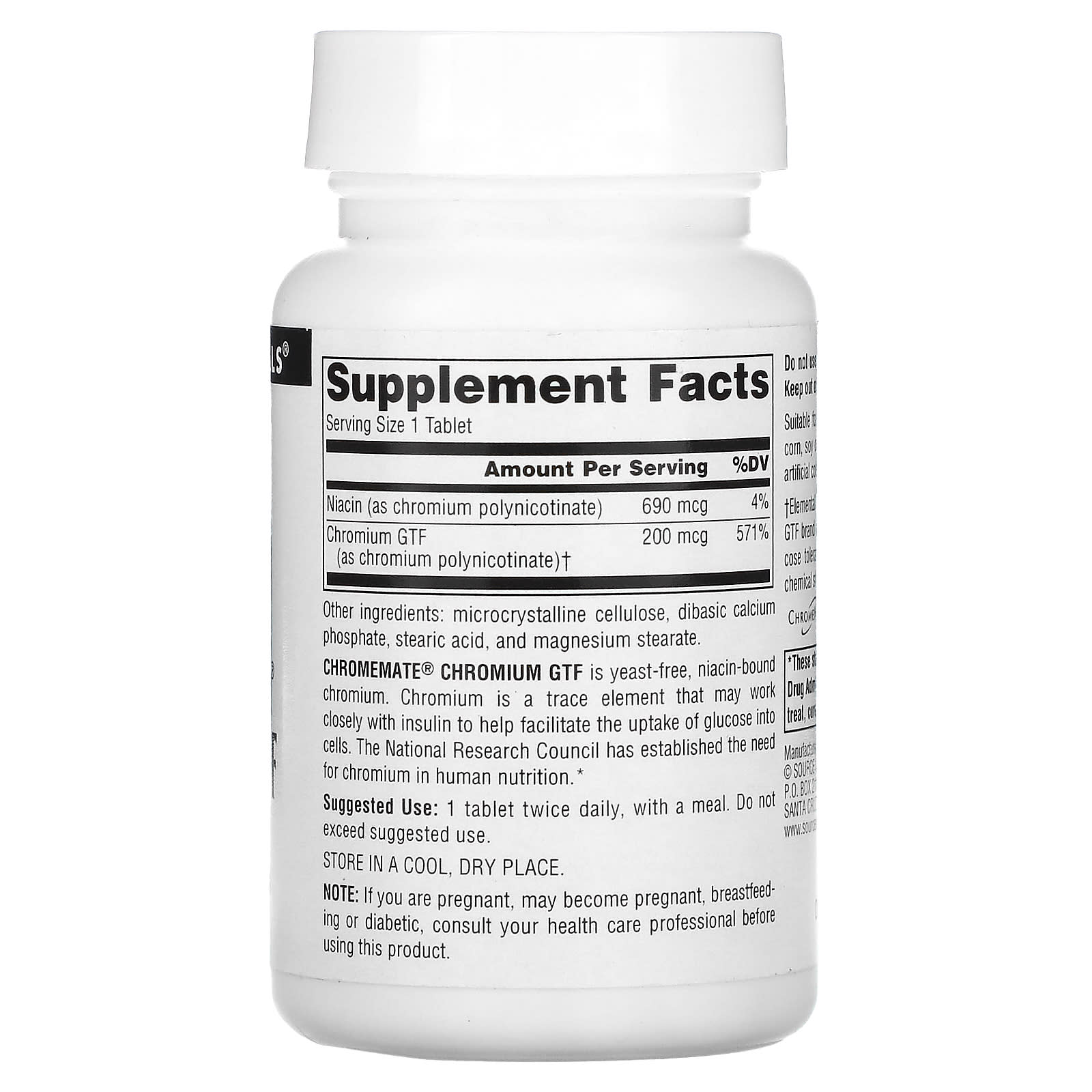 Source Naturals, Chromemate Chromium GTF, 200 mcg, 240 Tablets - Image 2