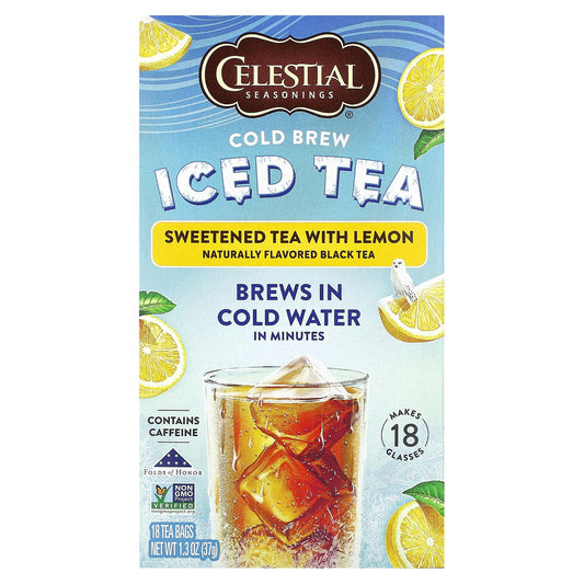 Celestial Seasonings Cold Brew Iced Tea, 18 Tea Bags, Sweet Lemon Flavor - Image 1