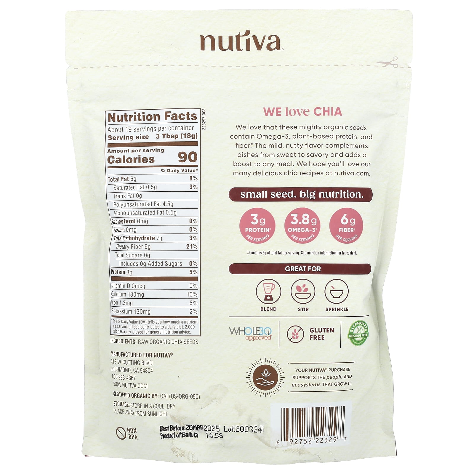 Nutiva, Organic Ground Chia Seeds, 12 oz (340 g) - Image 2
