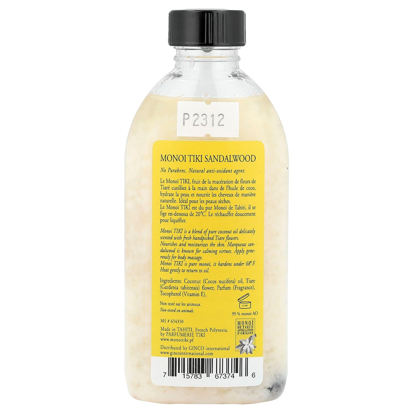 Monoi Tiare Tahiti, Monoi Tiki Tahiti®, Coconut Oil, Santal Sandalwood, 4 fl oz (120 ml) - Image 2