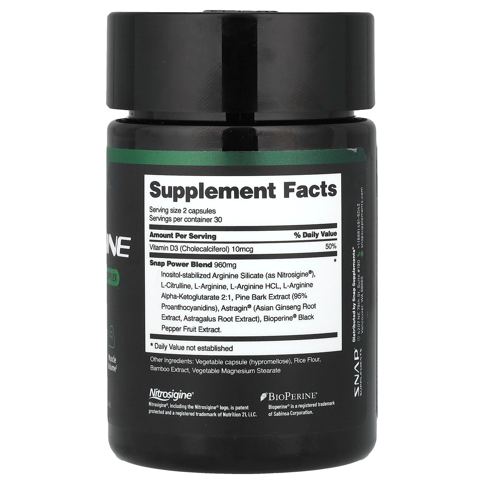 Snap Supplements, L-Arginine, Caffeine-Free, 60 Capsules - Image 2