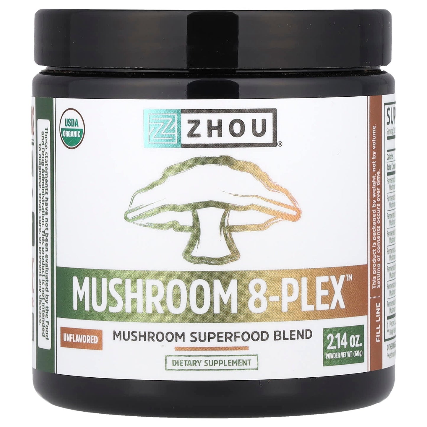 Zhou Nutrition, Mushroom 8-Plex™ Powder, Unflavored, 2.14 oz (60 g) - Image 1