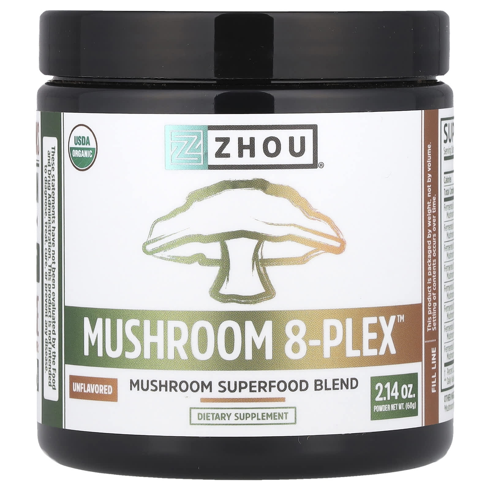 Zhou Nutrition, Mushroom 8-Plex™ Powder, Unflavored, 2.14 oz (60 g) - Image 1