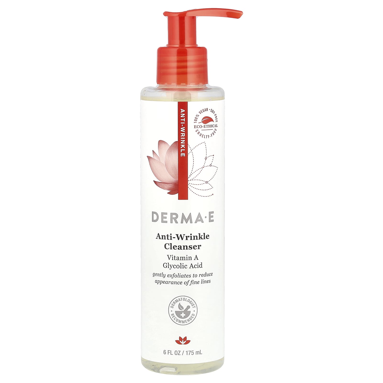 DERMA E Anti-Wrinkle Cleanser, Vegan, Cruelty-Free, 6 oz - Image 1