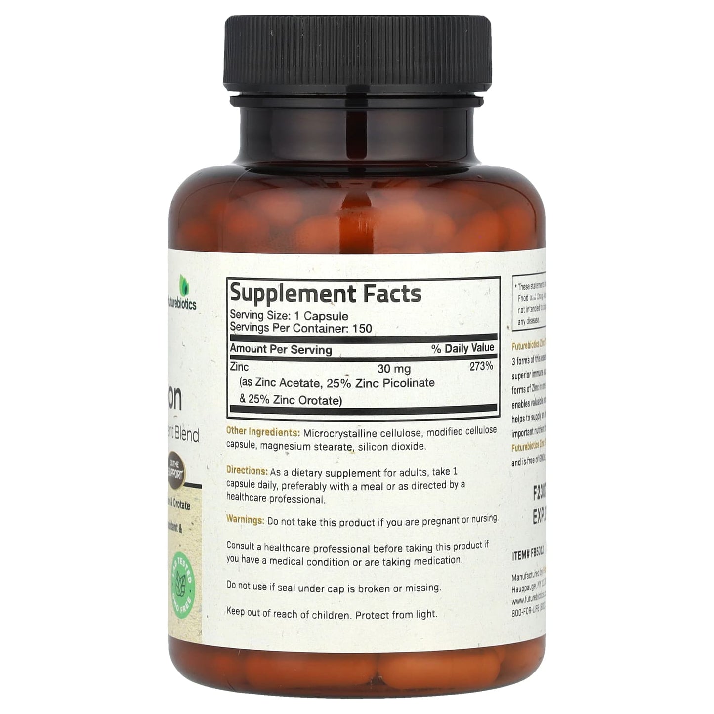 FutureBiotics Zinc Triple Action 30mg - Boost Immune Support - Image 2