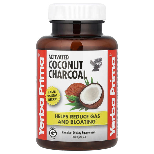 Yerba Prima, Activated Coconut Charcoal, 60 Capsules (130 mg per Capsule) - Image 1