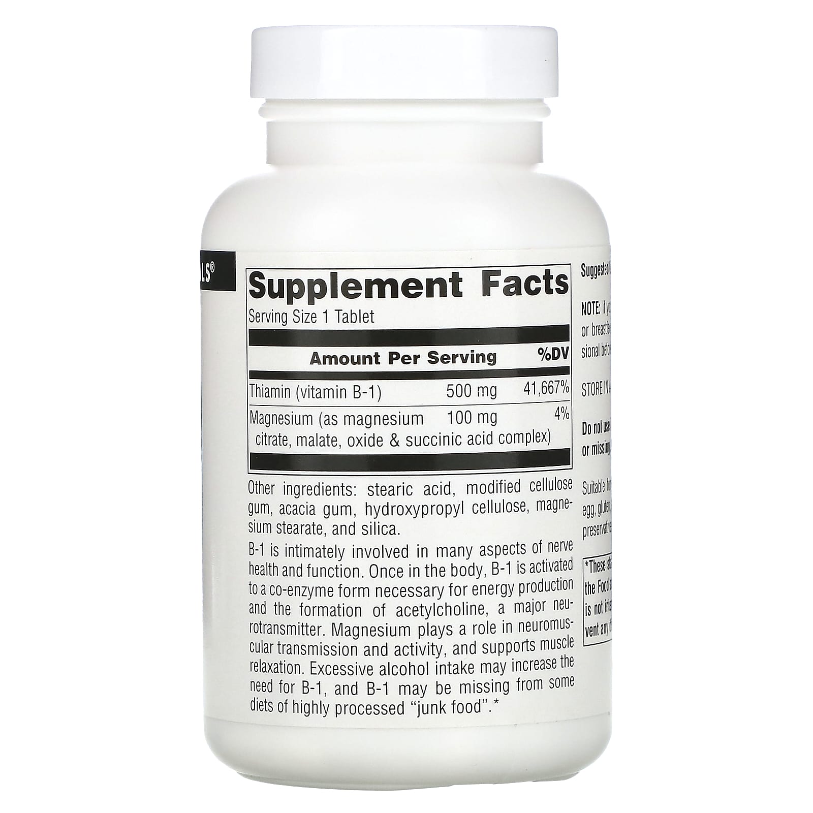 Source Naturals, High Potency B-1, 100 Tablets - Image 2